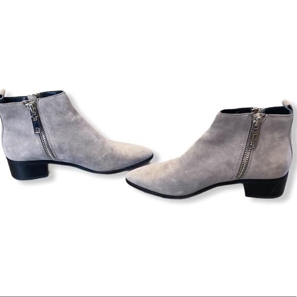 Dolce Vita Grey Leather Booties with Silver Zipper - Picture 7 of 8